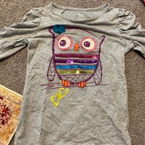 kids grey owl shirt size 7/8